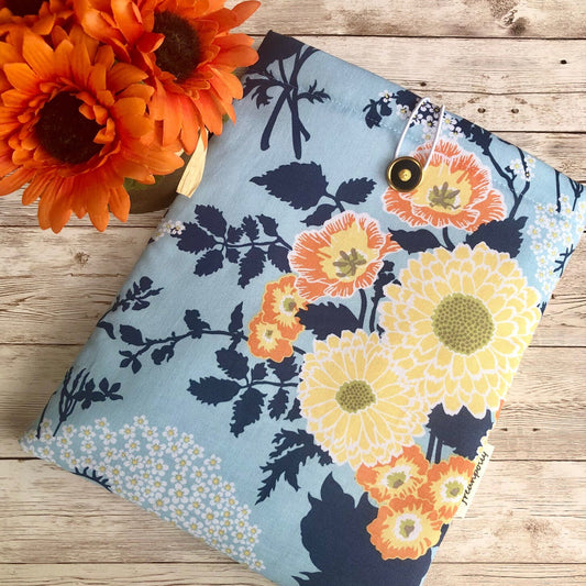 Blue and Orange Floral padded book/tablet sleeve